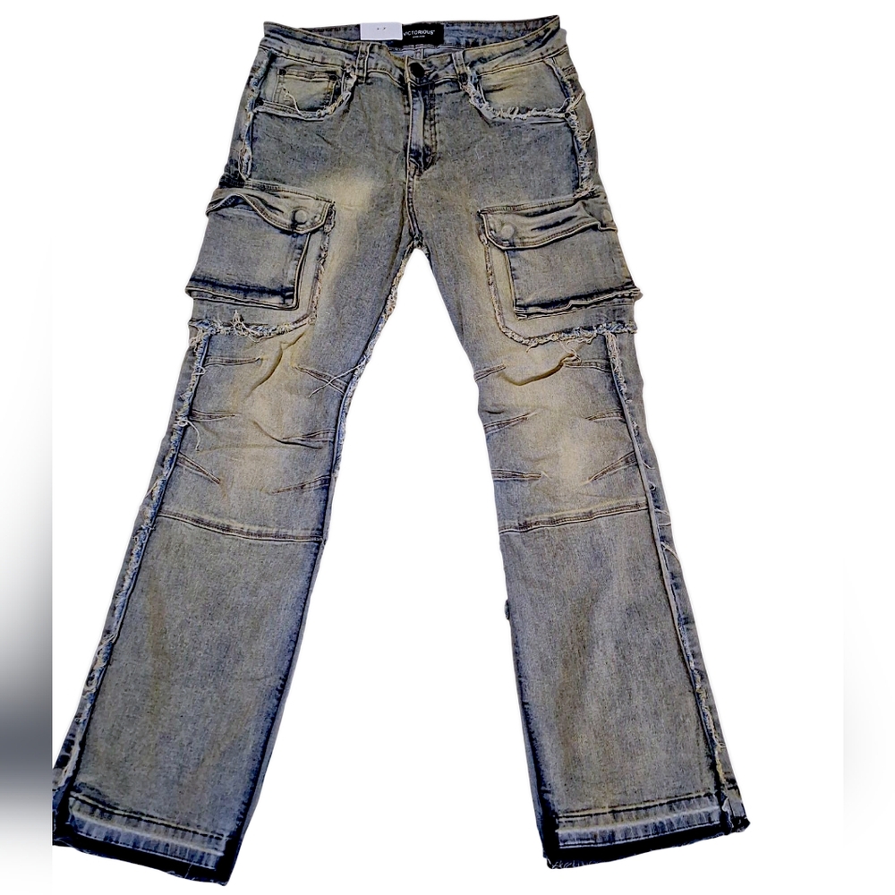 Victorious Bootcut Raw EDGE Double Cargo Jeans NWT Size 32 X 30 Mens